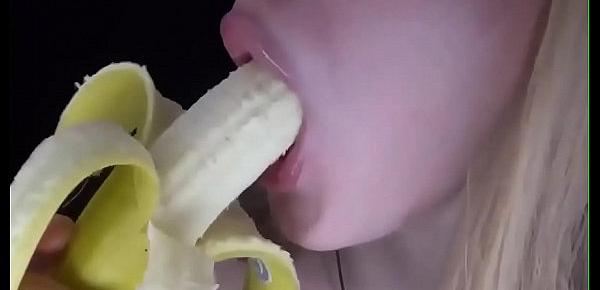  Blonde Girl Sucking Banana